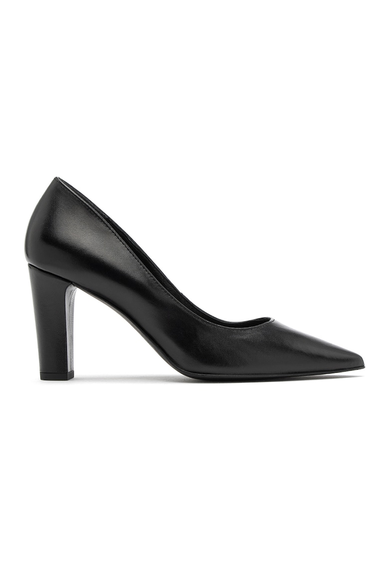 Pantofi de piele cu toc masiv Phoebe - Negru