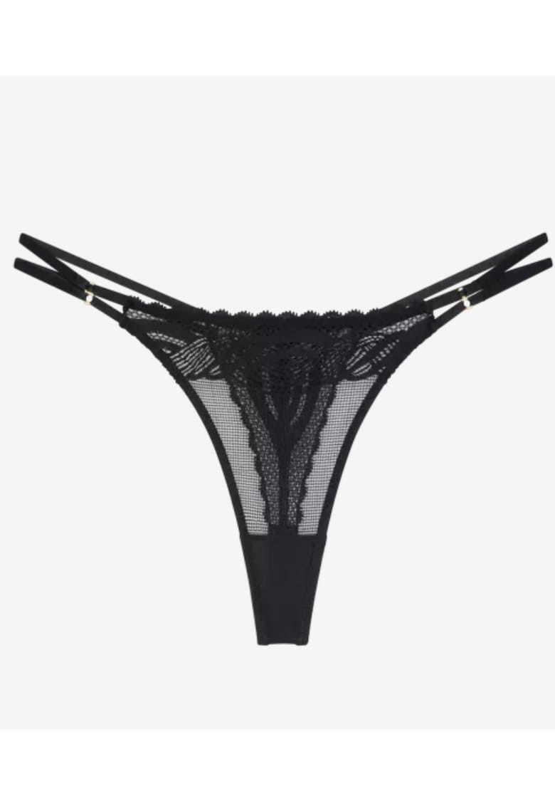Chiloti tanga Poliamida - Negru - Negru