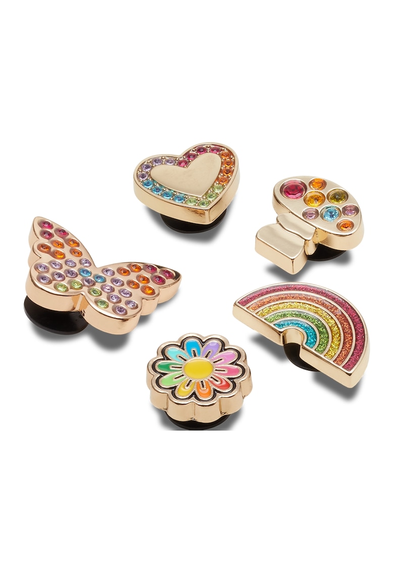 Set de accesorii jibbitz - 5 piese - Auriu/Multicolor