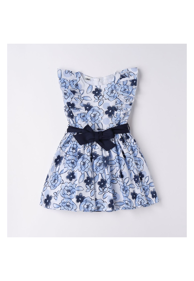 Rochie imprimeu floral pentru fete - 4.6304 - Alb/Albastru