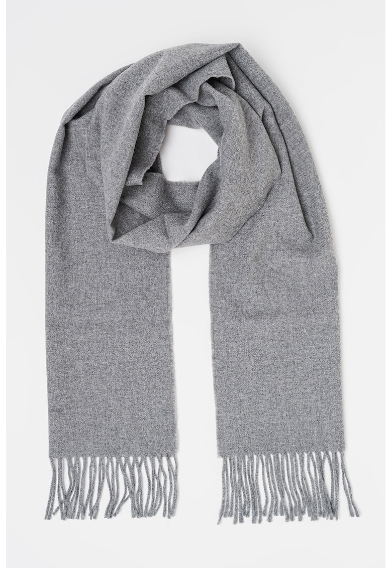 Fular unisex de lana cu franjuri