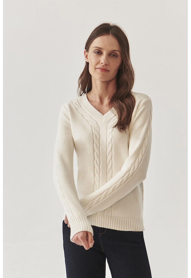 Pulover cu decolteu in V si model torsade Wira
