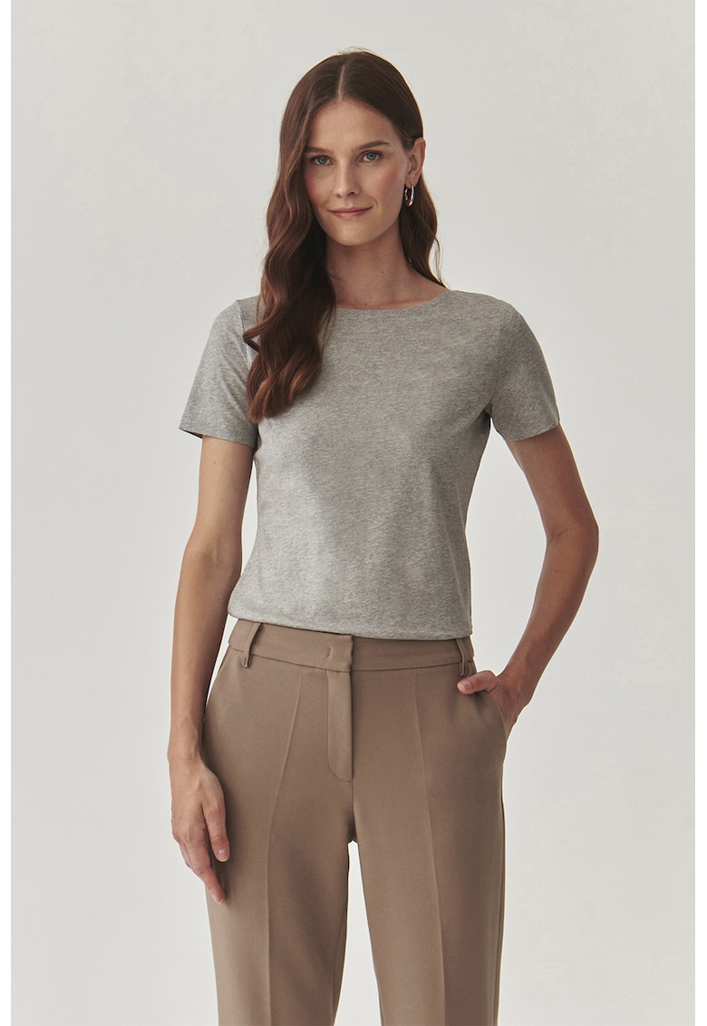 Tricou cu decolteu la baza gatului Mikaja - Gri melange