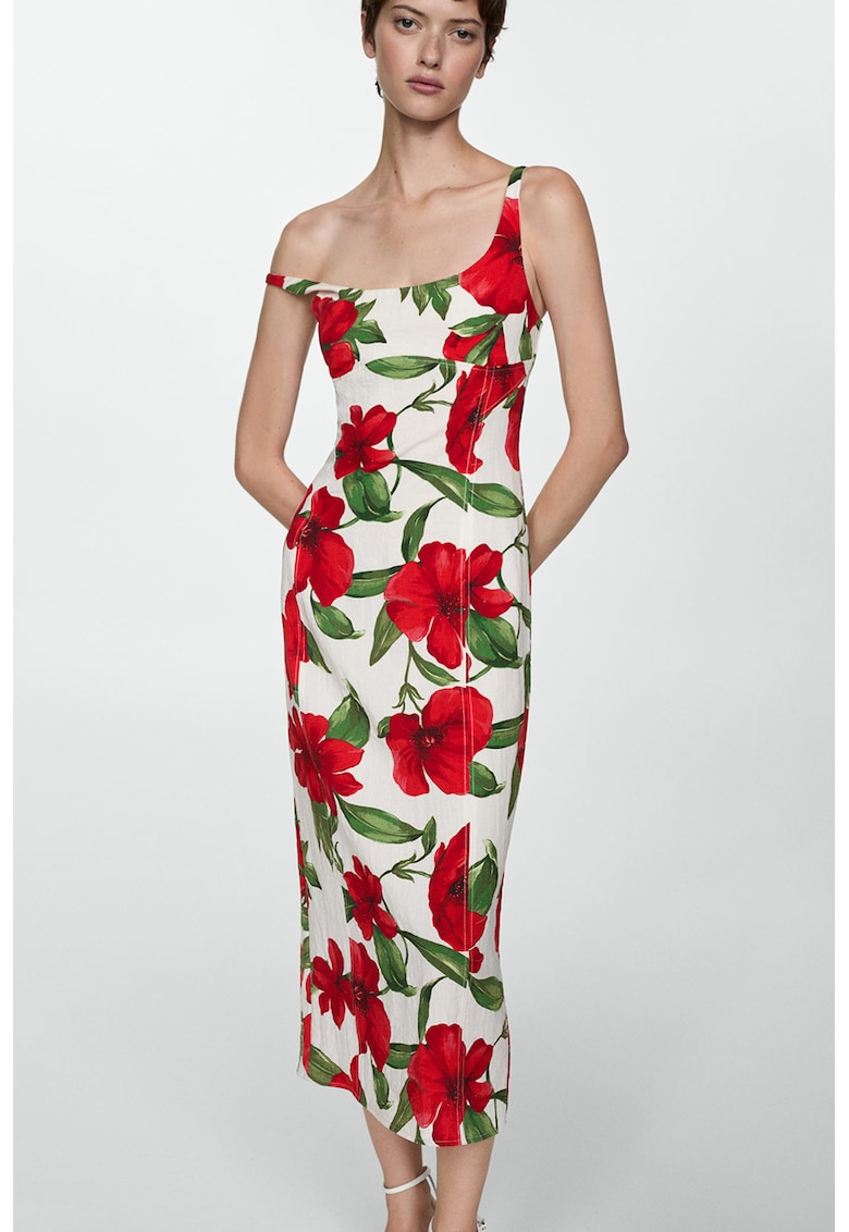 Rochie midi cu model floral Dulce