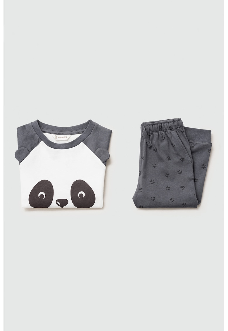 Pijama cu maneci raglan Panda