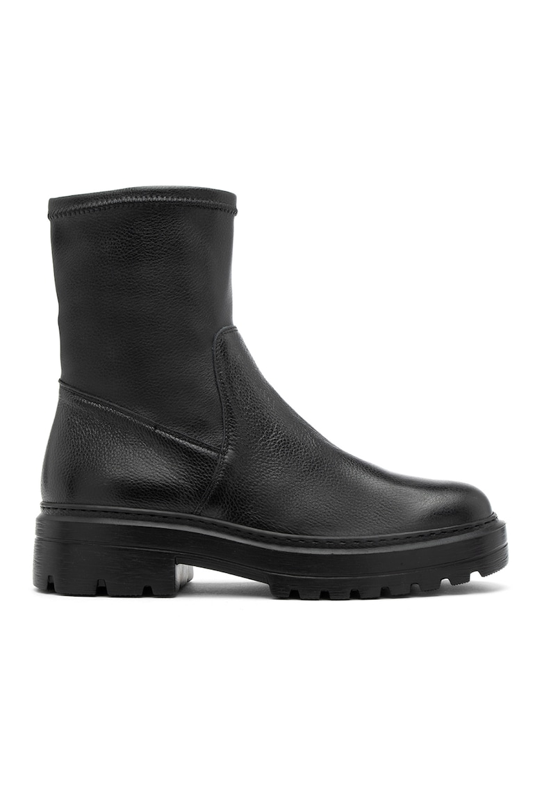 Ghete de piele cu fermoar - Negru