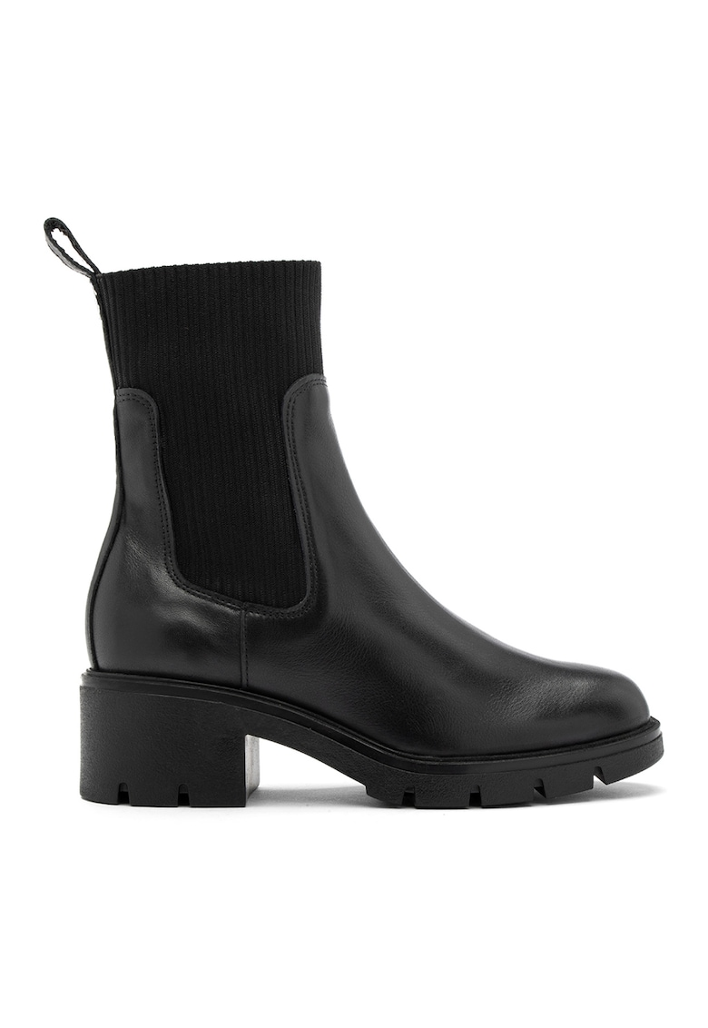 Ghete Chelsea de piele intoarsa cu toc masiv Samanta