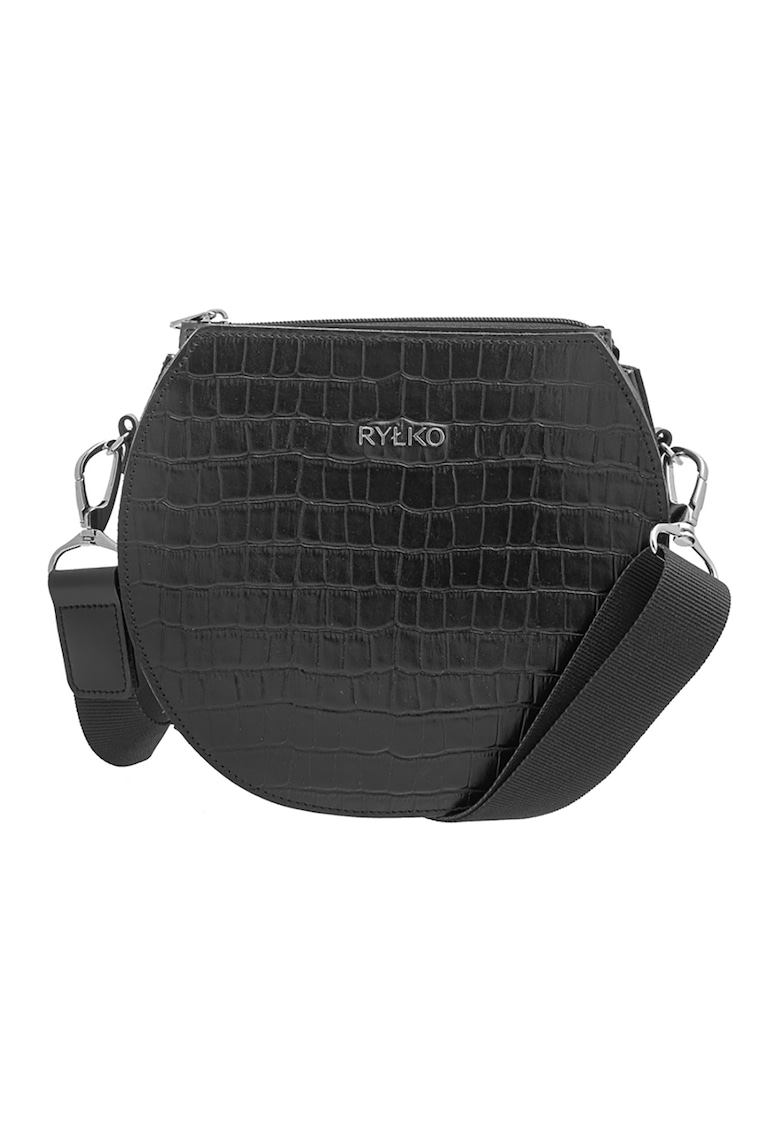 Geanta crossbody de piele cu aspect de piele de crocodil