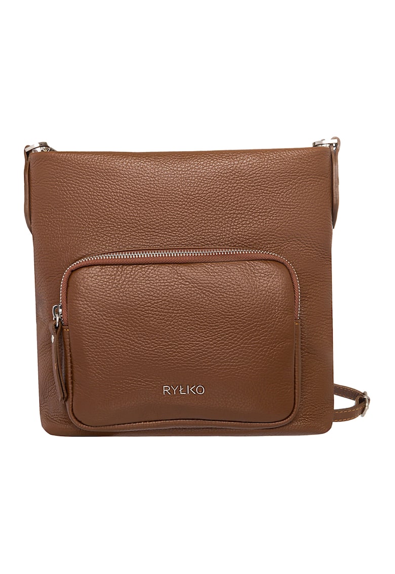 Geanta crossbody de piele cu buzunare exterioare