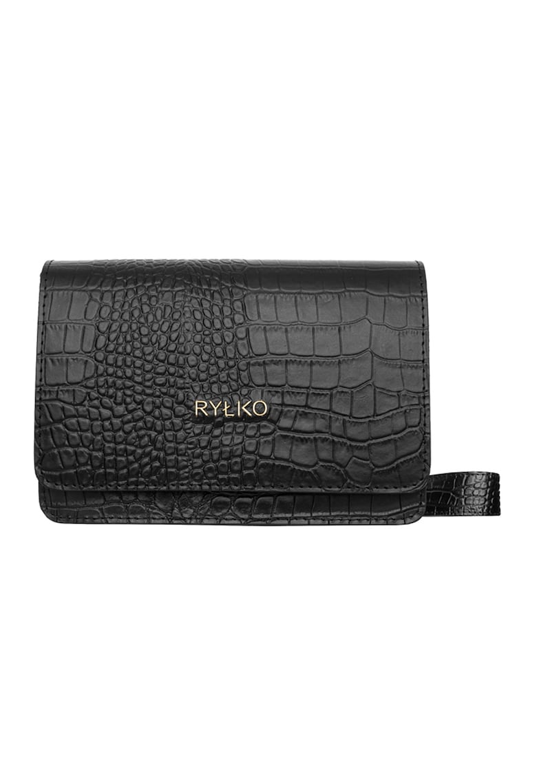 Geanta crossbody de piele cu aspect de piele de crocodil