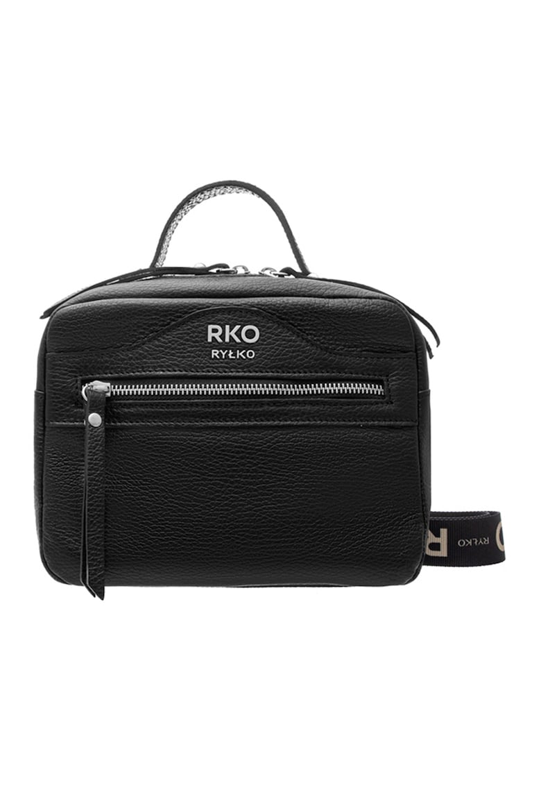 Rylko - Geanta bowler de piele cu bareta detasabila - Negru