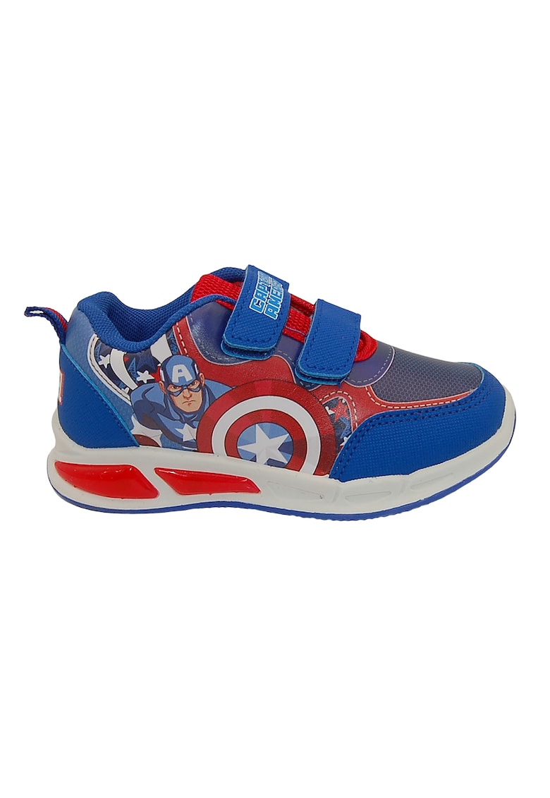 Pantofi sport cu imprimeu Captain America si velcro