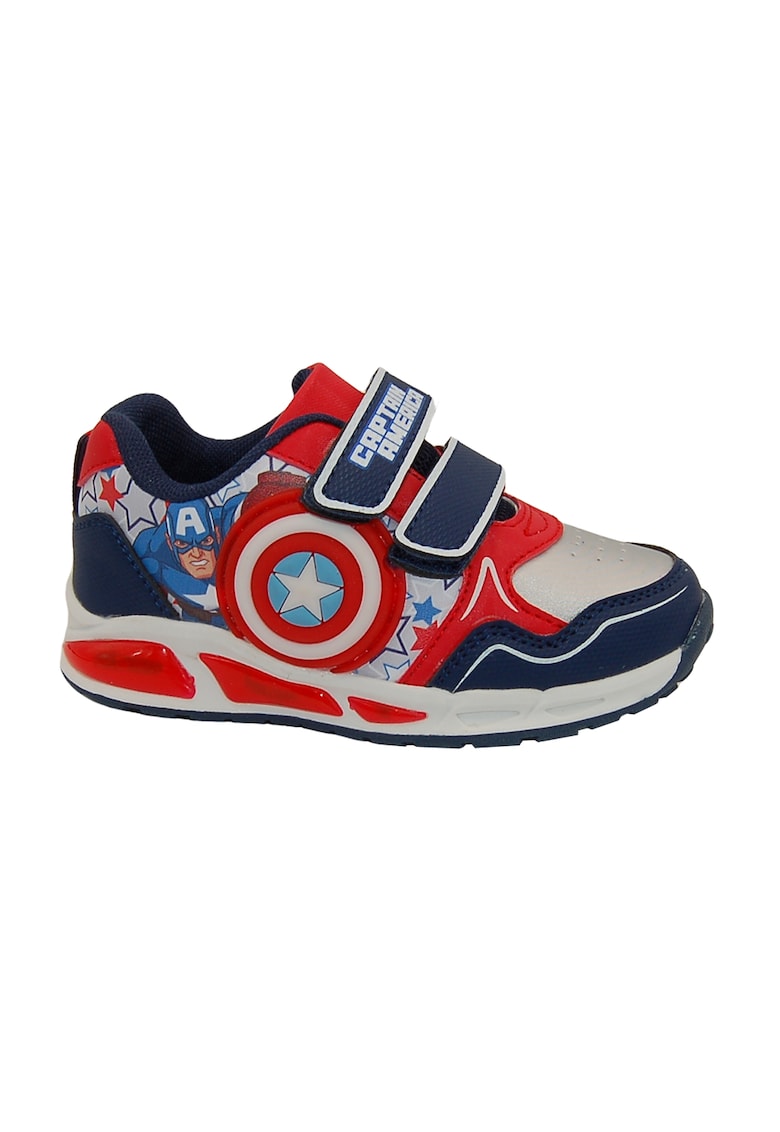 Pantofi sport cu imprimeu Captain America si velcro