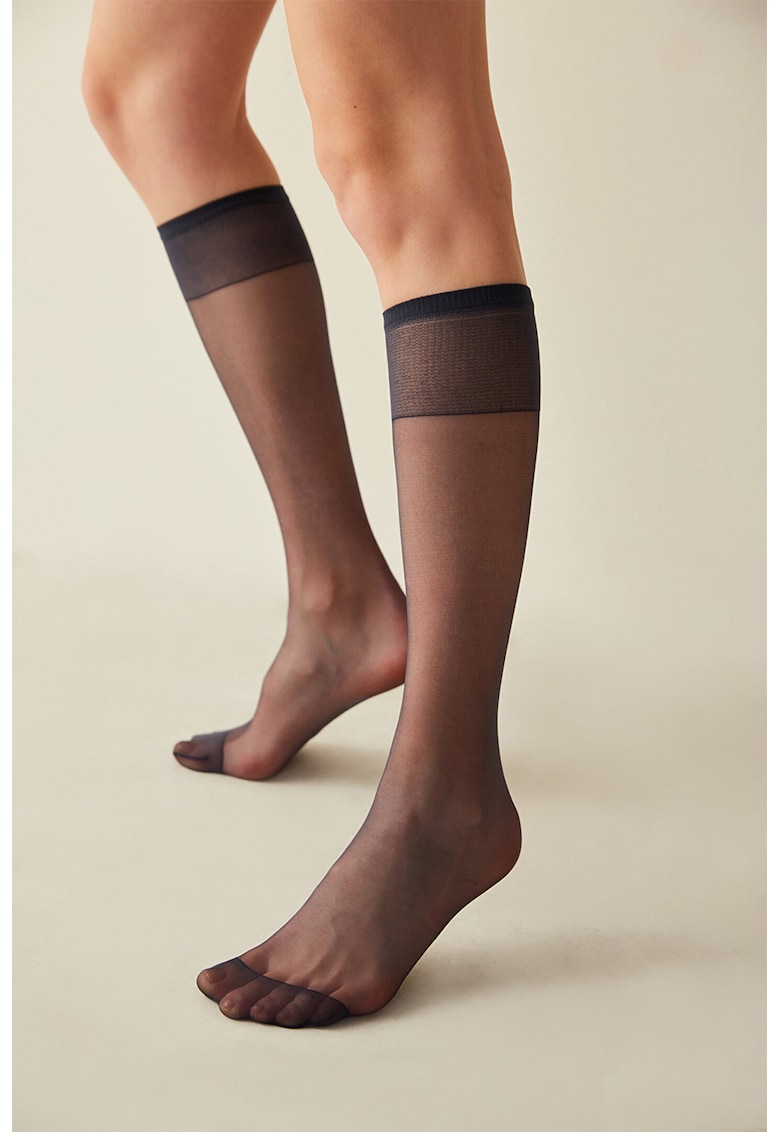Sosete lungi cu aspect semitransparent - 15 DEN - Albastru ultramarin