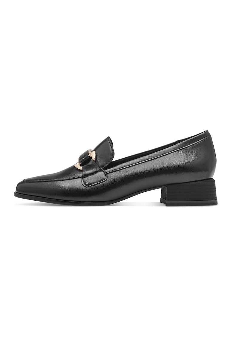 Pantofi loafer de piele cu aplicatie metalica