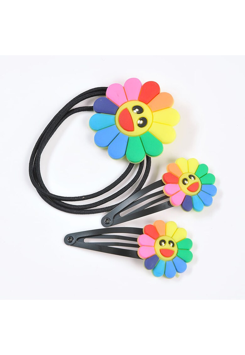 Set 3 accesorii de par cu flori multicolore