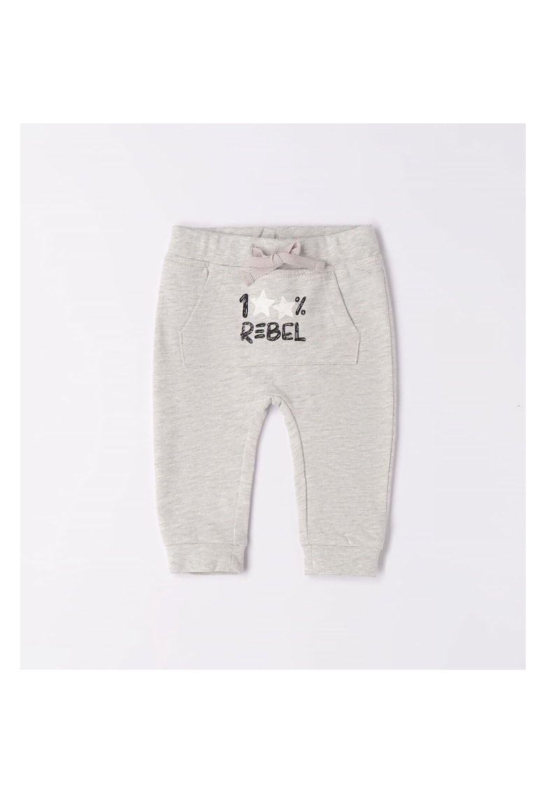 Pantaloni cu siret si imprimeu pentru bebe baiat - 4.6094 - Gri - Gri