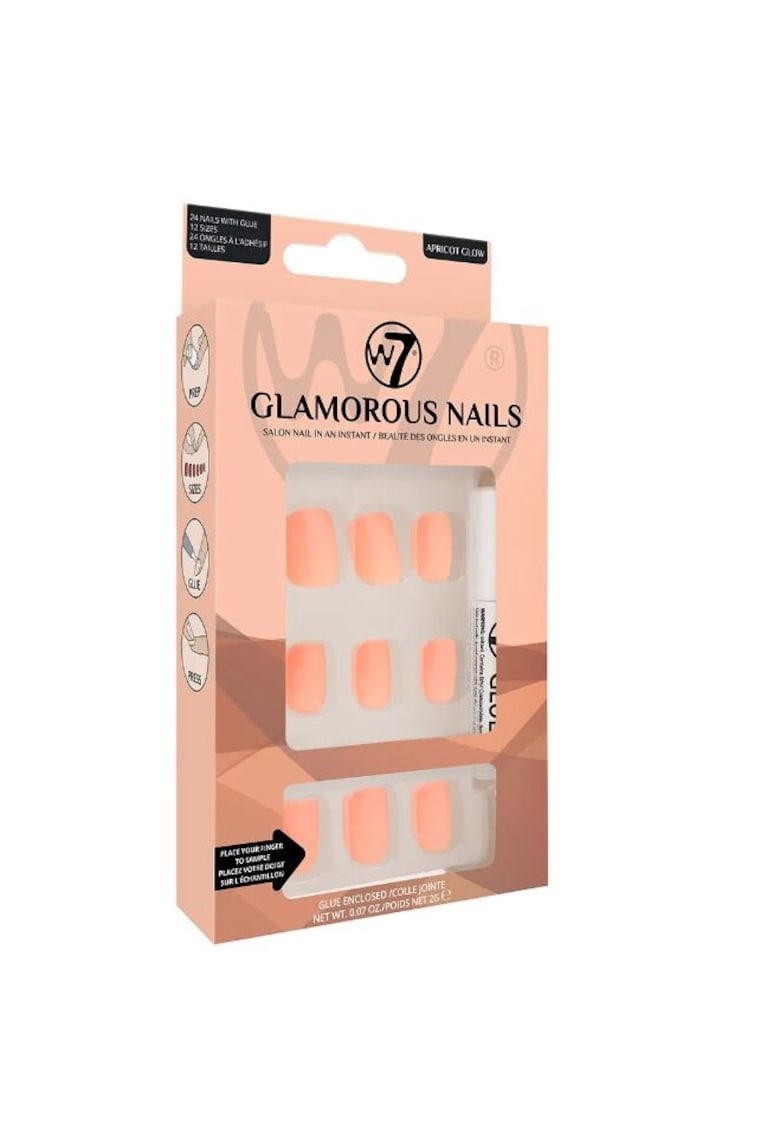 Set Unghii False -  Glamorous Nails - Apricot Glow - 24 Bucati - Lipici inclus