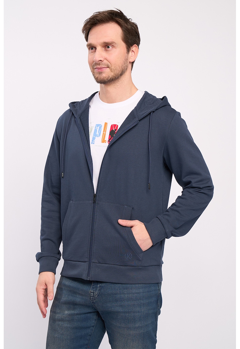 Hanorac cu fermoar si buzunare oblice