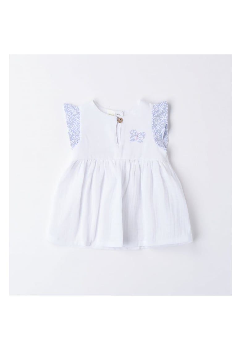 Rochita muselina cu imprimeu floral pentru bebe fetita - 4.6137 - Alb/Albastru - Alb/Albastru