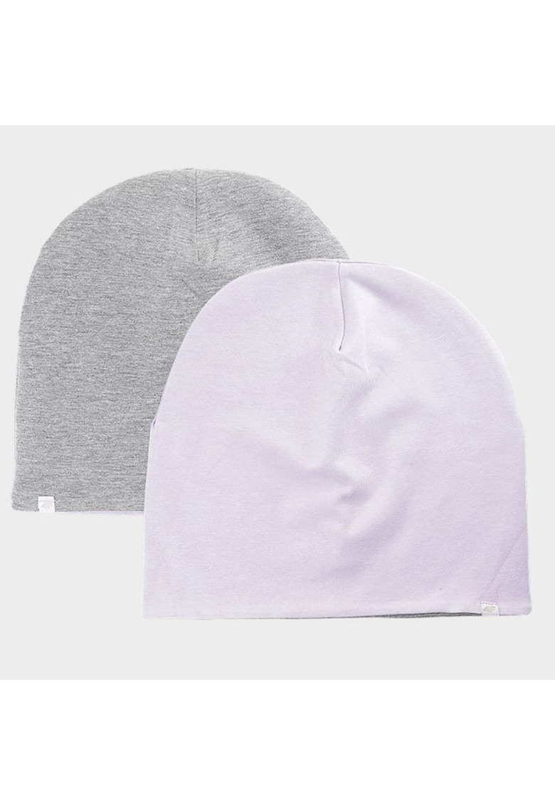 Caciula copii - bumbac - 2 fete - gri/violet deschis -