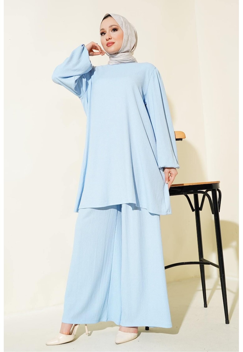 Set de bluza si pantaloni lungi - 2 piese - Albastru pastel