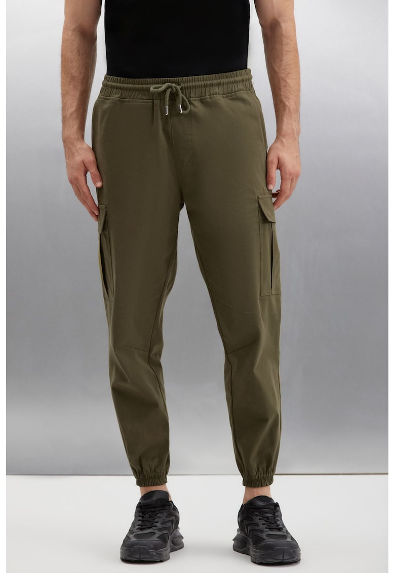 Pantaloni cargo cu snur de ajustare in talie