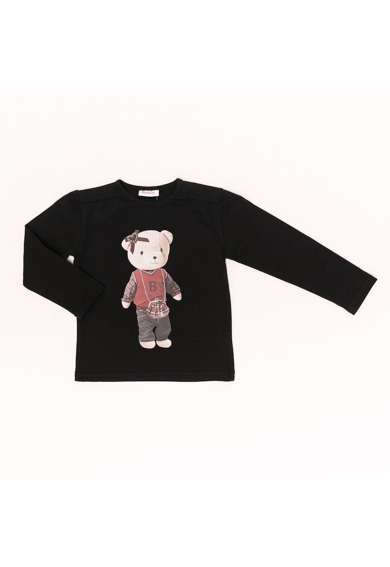Bluza cu model ursulet - 17820-2 - Negru -