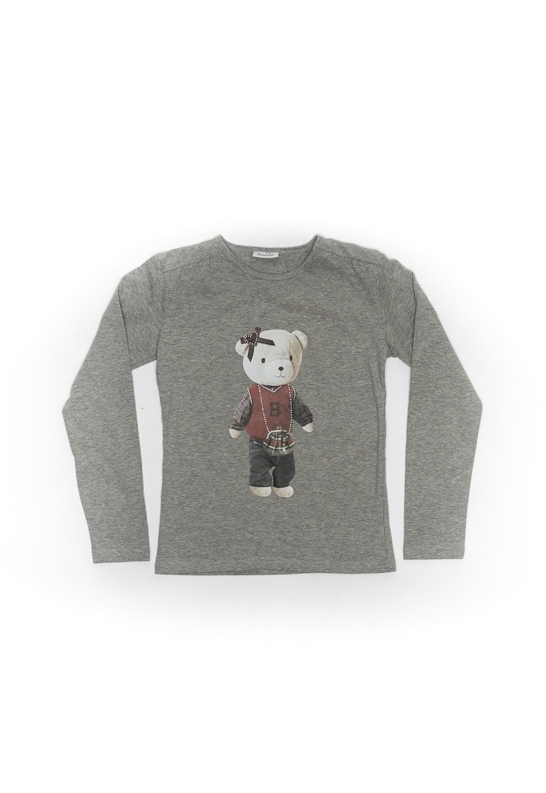 Bluza cu imprimeu ursulet - fete - din bumbac - 17820-1 - Gri -