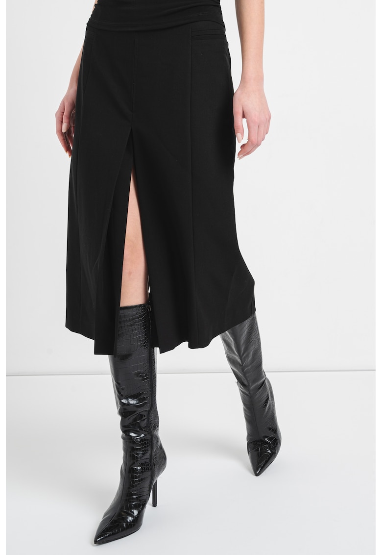 Fusta midi cu slit frontal