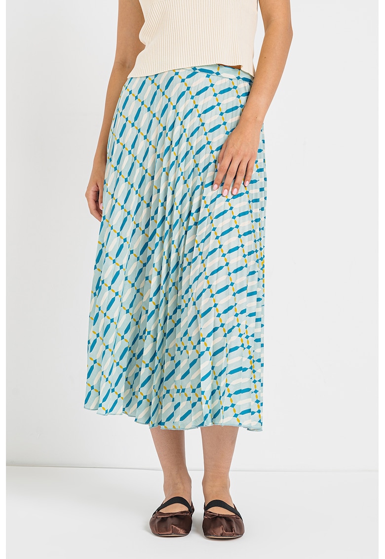 Fusta midi plisata cu imprimeu