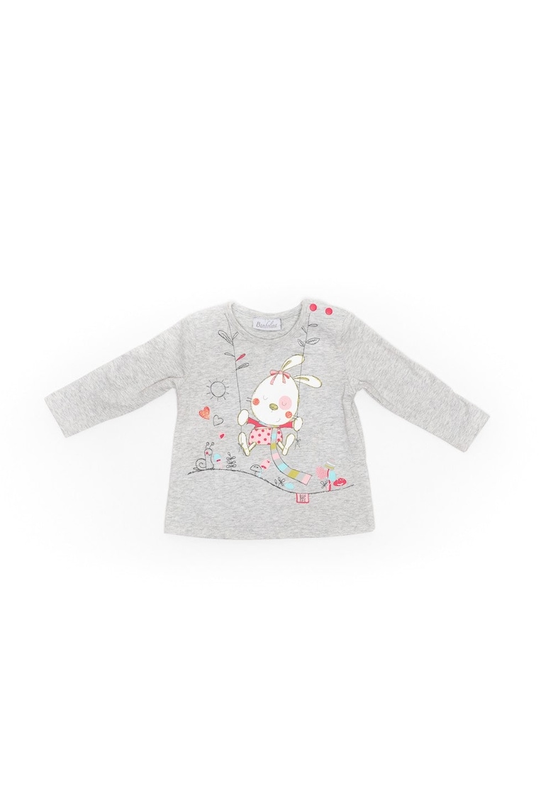 Bluzita fetite -  din bumbac - gri - 22625 - 68 cm - Gri