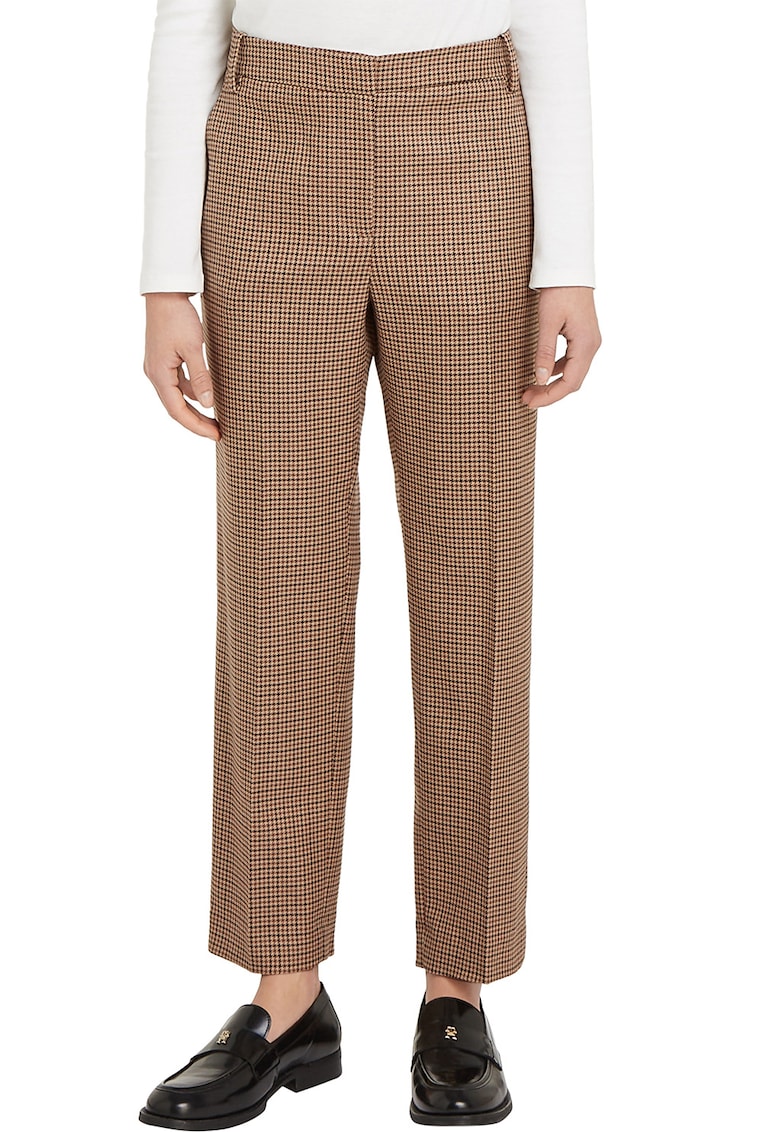 Pantaloni drepti cu model houndstooth