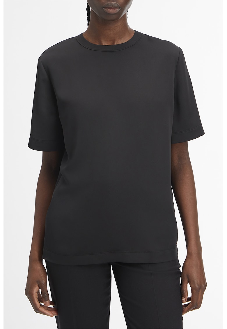 Tricou uni cu decolteu la baza gatului