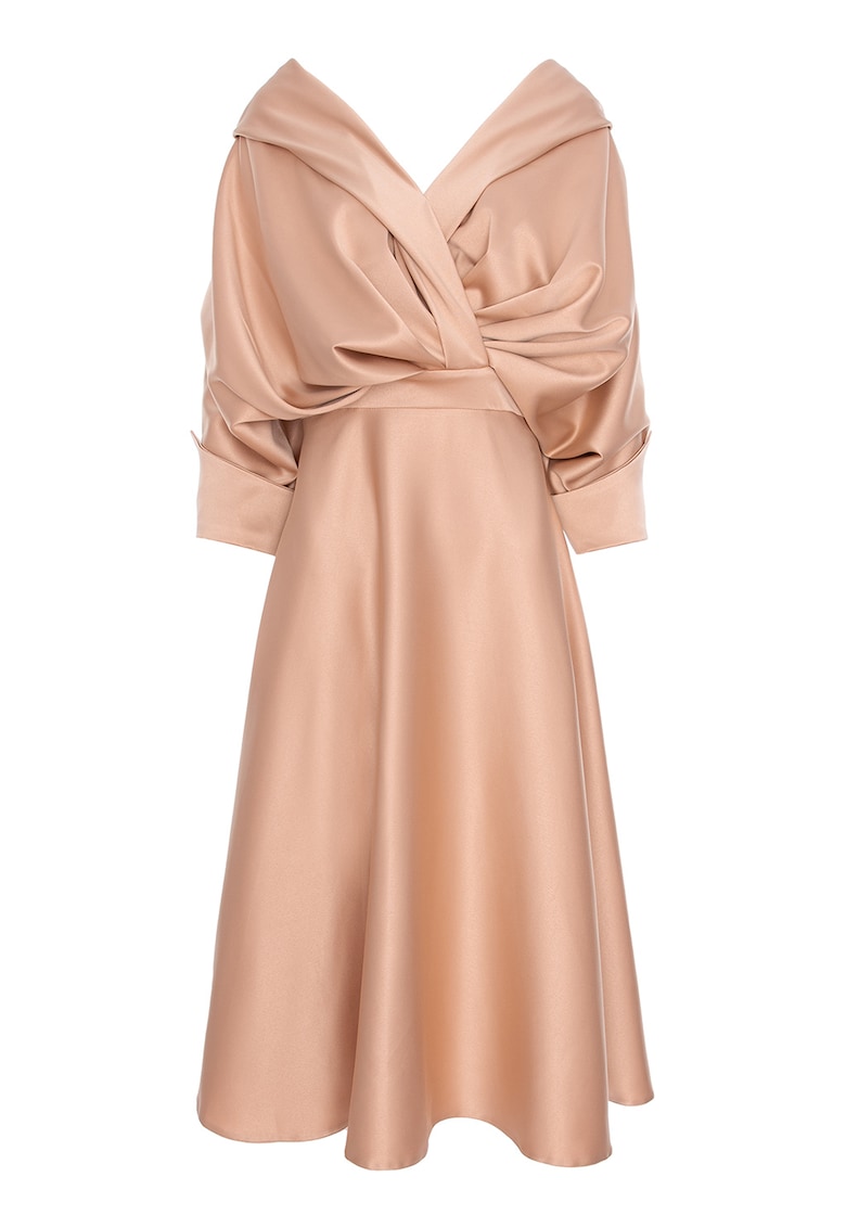 Rochie midi evazata de satin