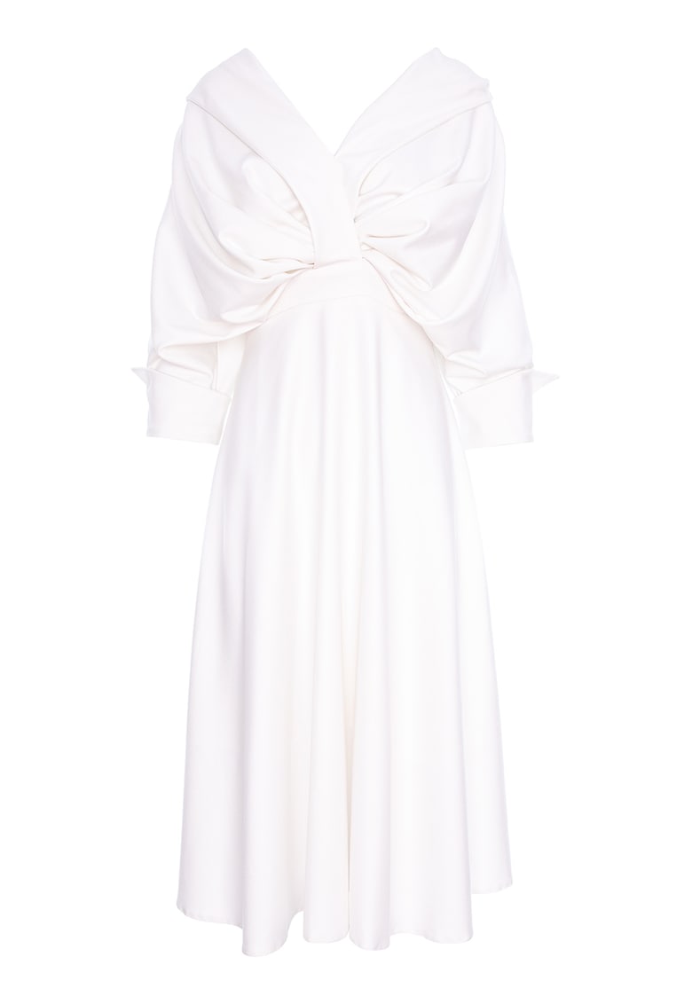 Rochie midi evazata - Alb optic