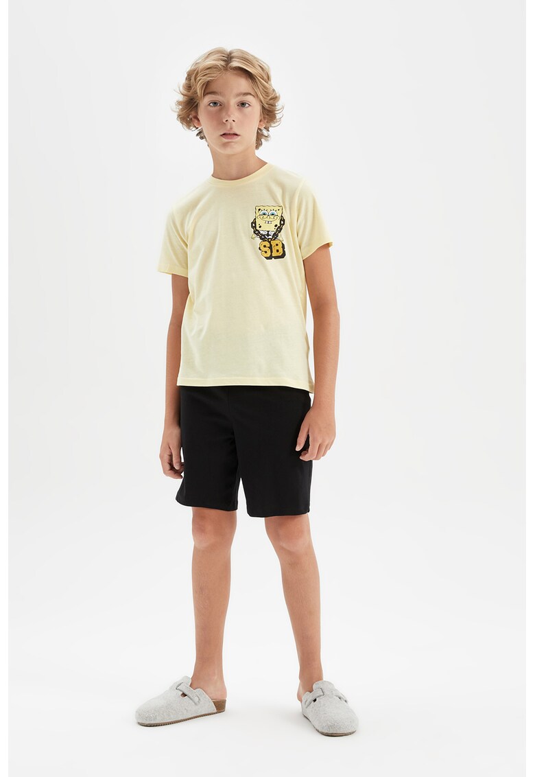 Pijama cu pantaloni scurti si imprimeu cu desene