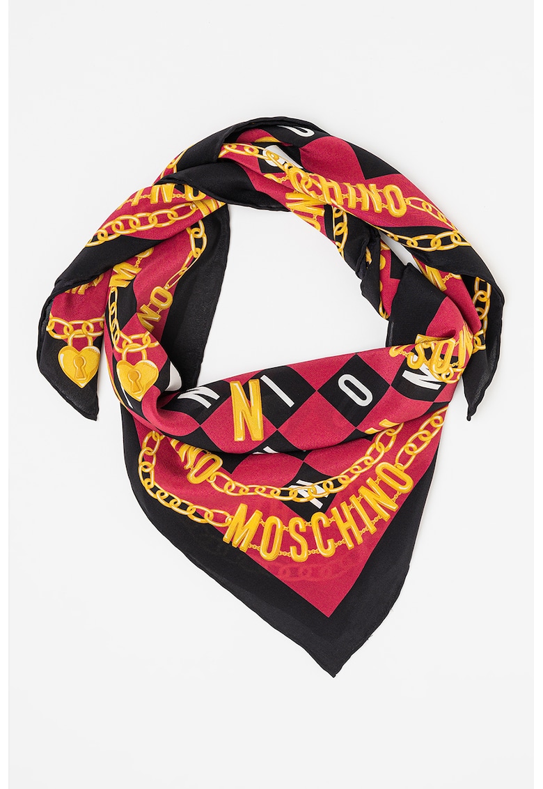 Esarfa de matase cu imprimeu logo