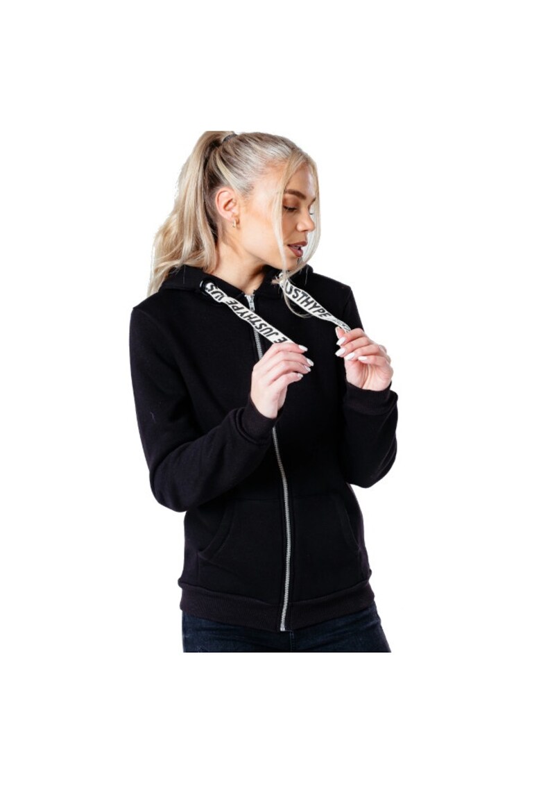 Hanorac dama - Drawstring Zip Hoodie HYPWOMHOOD001 - Negru -
