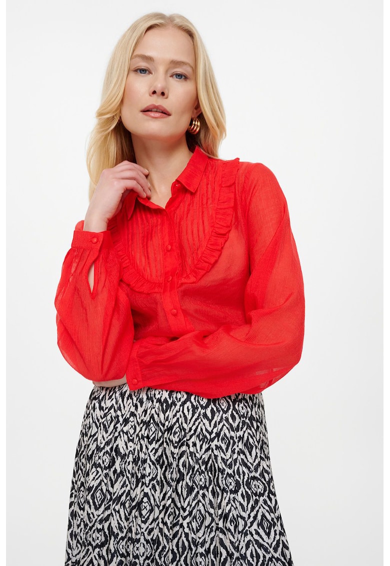 Camasa semitransparenta cu garnituri cu volane