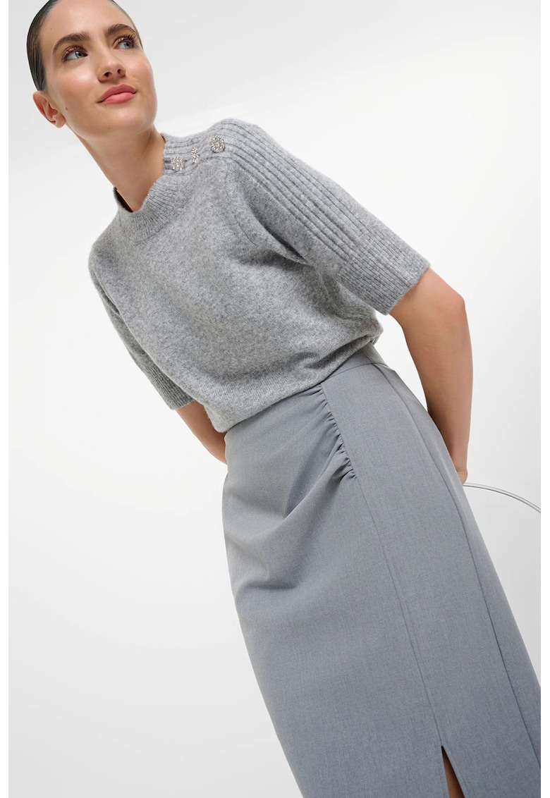 Fusta dreapta midi - Gri deschis