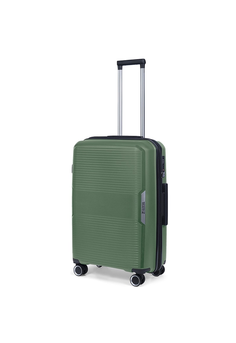 Troler mediu extensibil Swinger - polipropilena - cifru TSA - 4 roti duble - 67 cm - verde