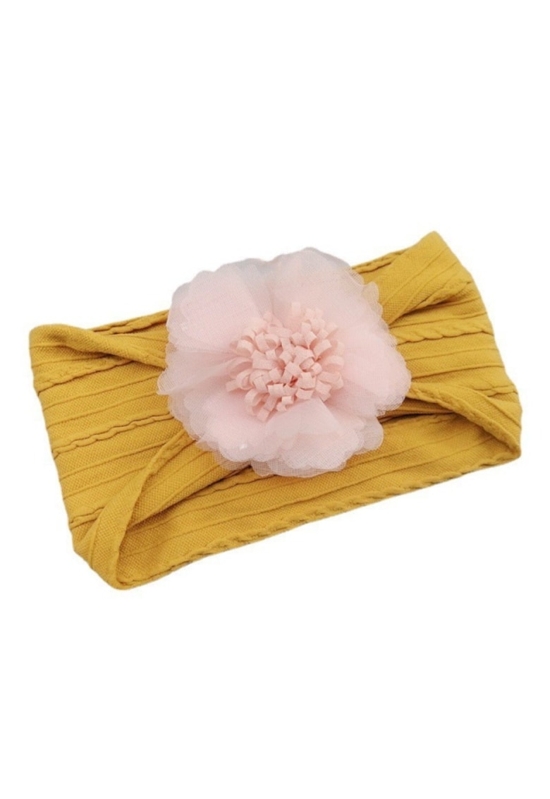 Bentita Lata Cu Model Din Tesatura Si Fundita Din Tulle - Textil - Fete - 0-12 luni