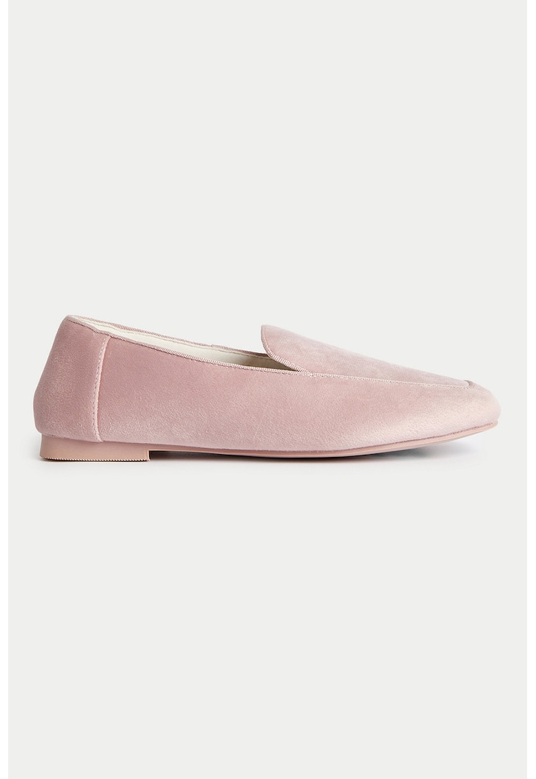 Pantofi loafer de catifea cu varf rotund