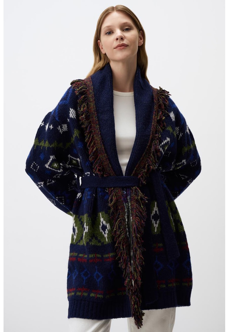 Cardigan cu model petrecut si etnic