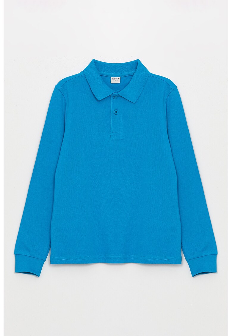 Bluza polo cu model uni - Albastru glaciar