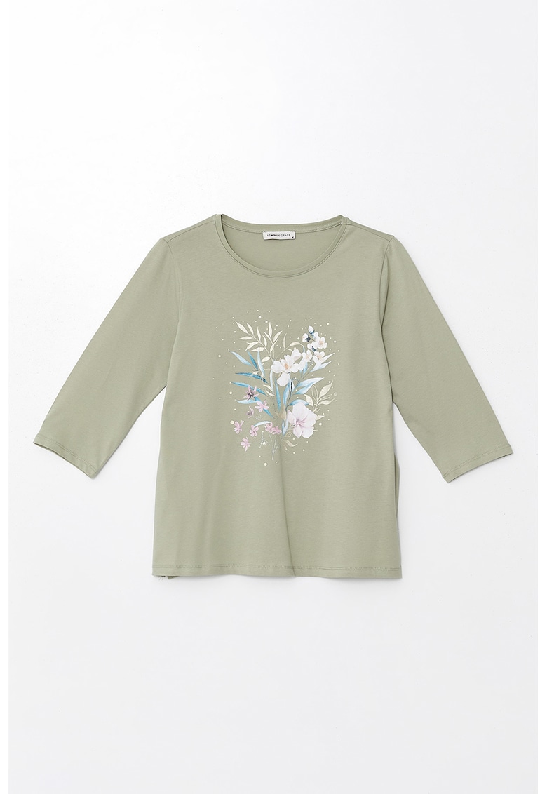 Bluza cu maneci 3/4 si imprimeu floral