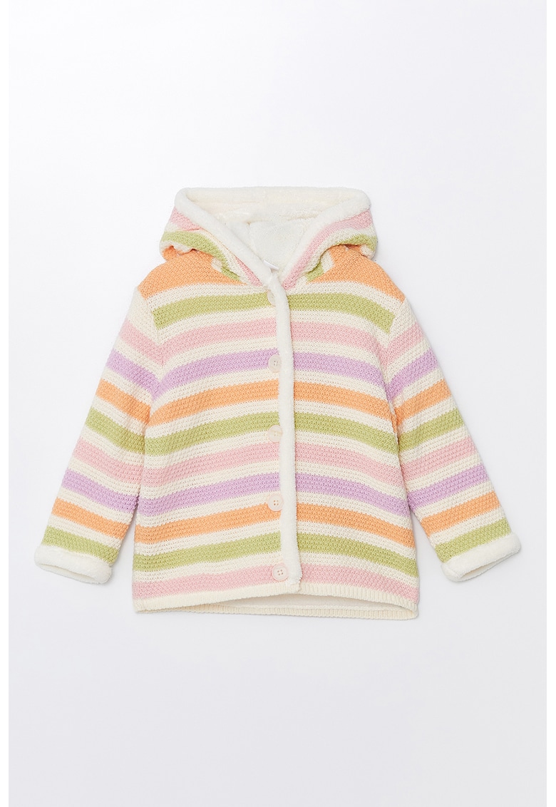 Cardigan colorblock cu gluga