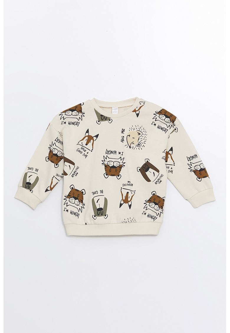 Bluza de trening din bumbac cu imprimeu - Maro/Crem