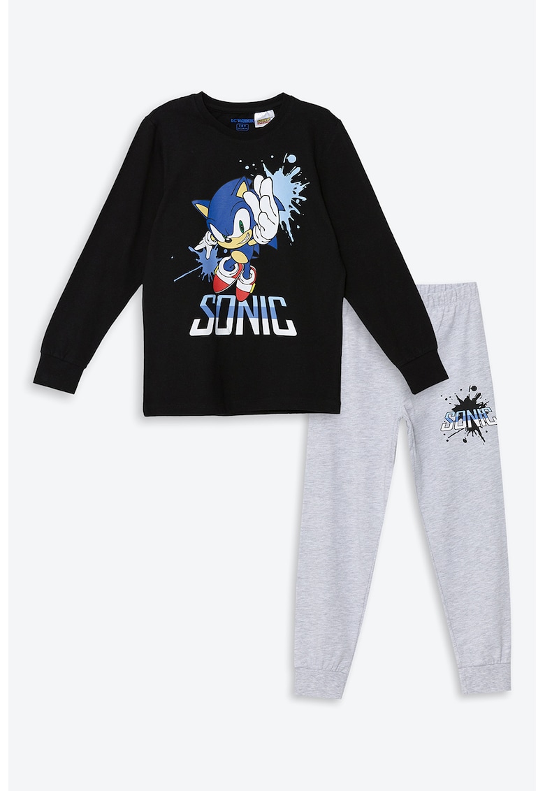 Pijama cu pantaloni lungi si imprimeu Sonic